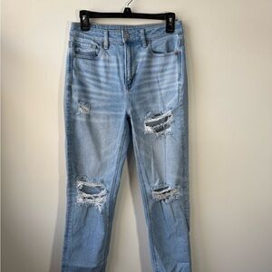 American Eagle Distressed Straight Leg Mom Jean